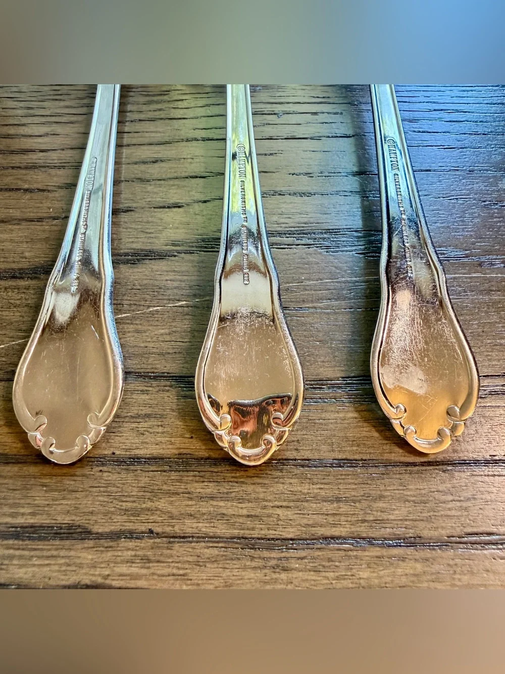 Hampton Silversmiths SHELBY Stainless Flatware Serving Spoons And Meat Fork Set